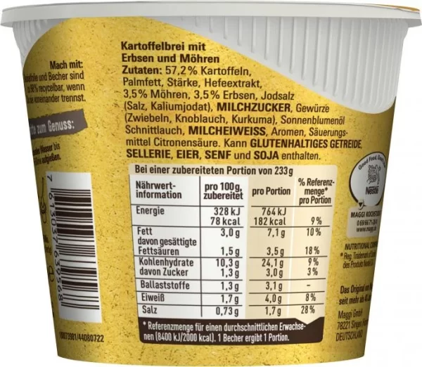 Maggi 5 Minuten Terrine Kartoffelbrei Mit Erbsen & Möhren 5