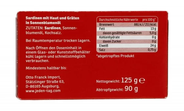 Jeden Tag Sardinen In Sonnenblumenöl 3